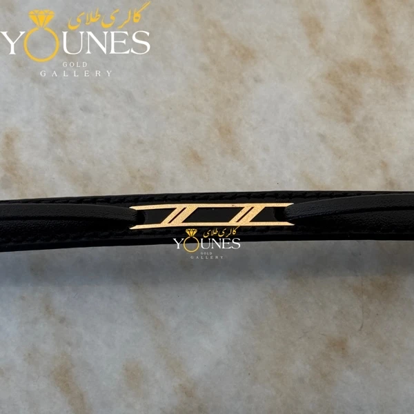 دستبند طلا چرم مردانه دو خط L128